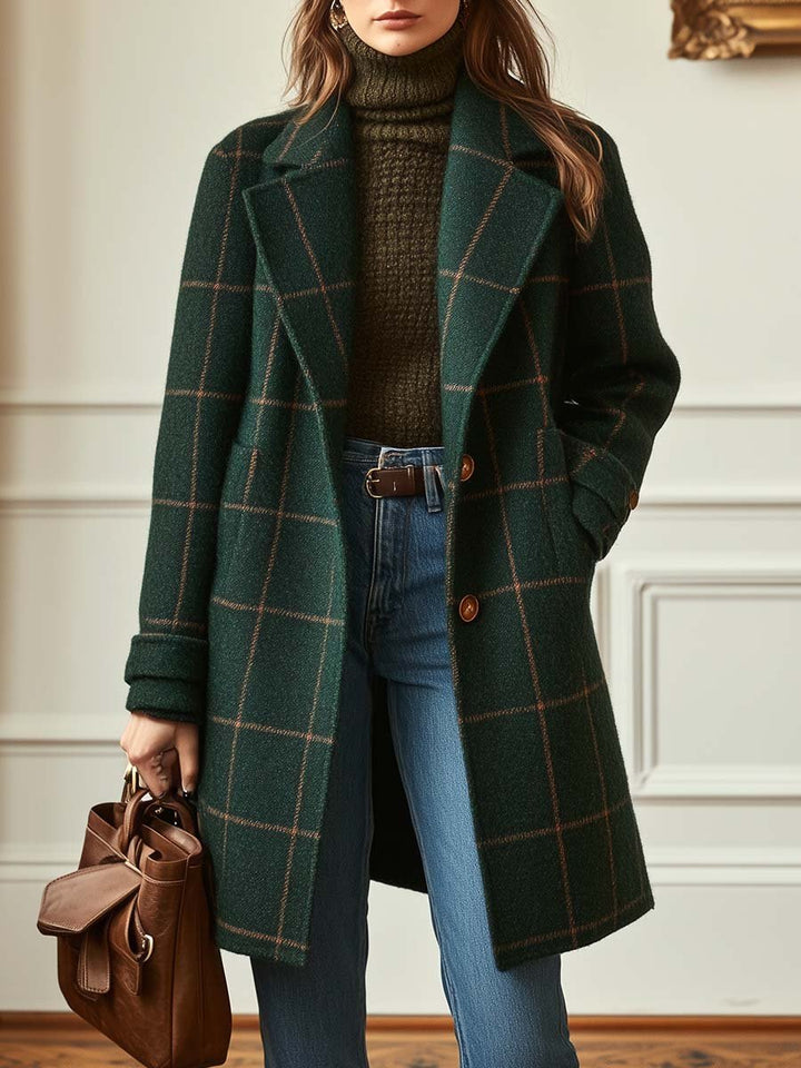 Valarie | Retro Lapel Plaid Tweed Coat