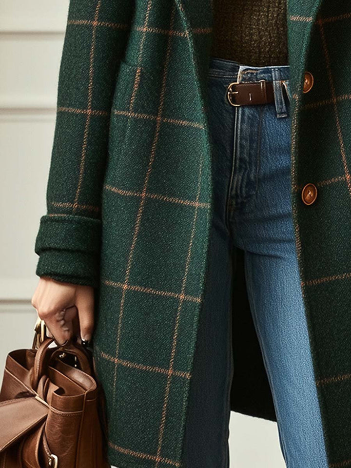 Valarie | Retro Lapel Plaid Tweed Coat