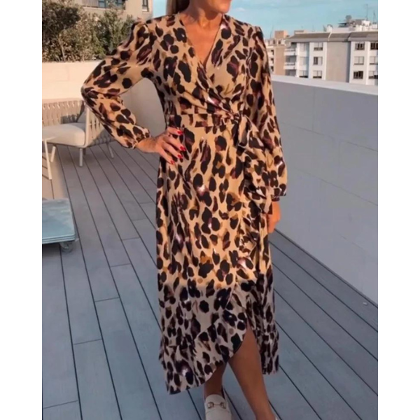 SELAH – MAXI DRESS WITH LEOPARD PRINT FOR FALL