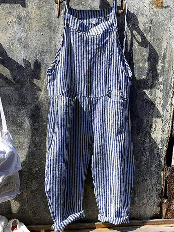 Striped Linen and Cotton Jumpsuit