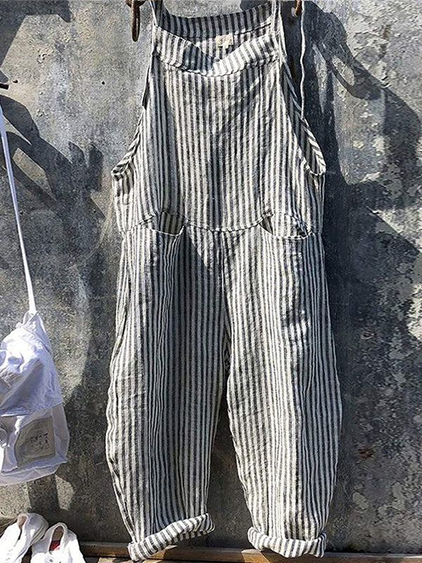 Striped Linen and Cotton Jumpsuit