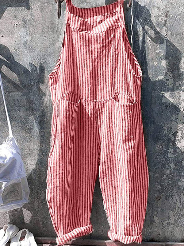 Striped Linen and Cotton Jumpsuit