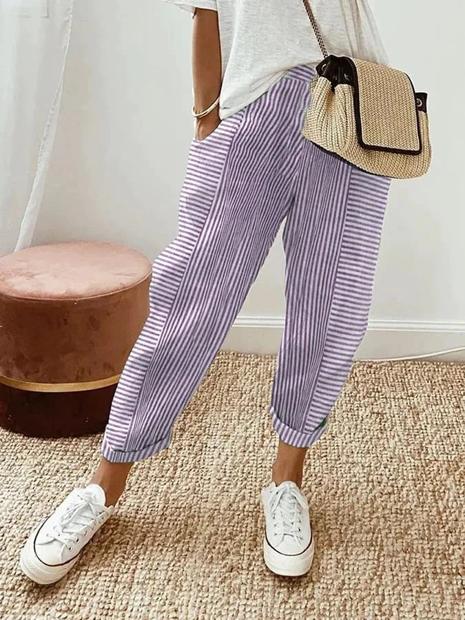 Celia | Classic Striped Cotton Pants