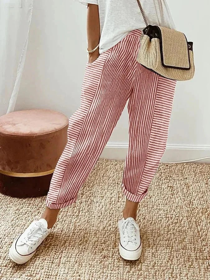 Celia | Classic Striped Cotton Pants