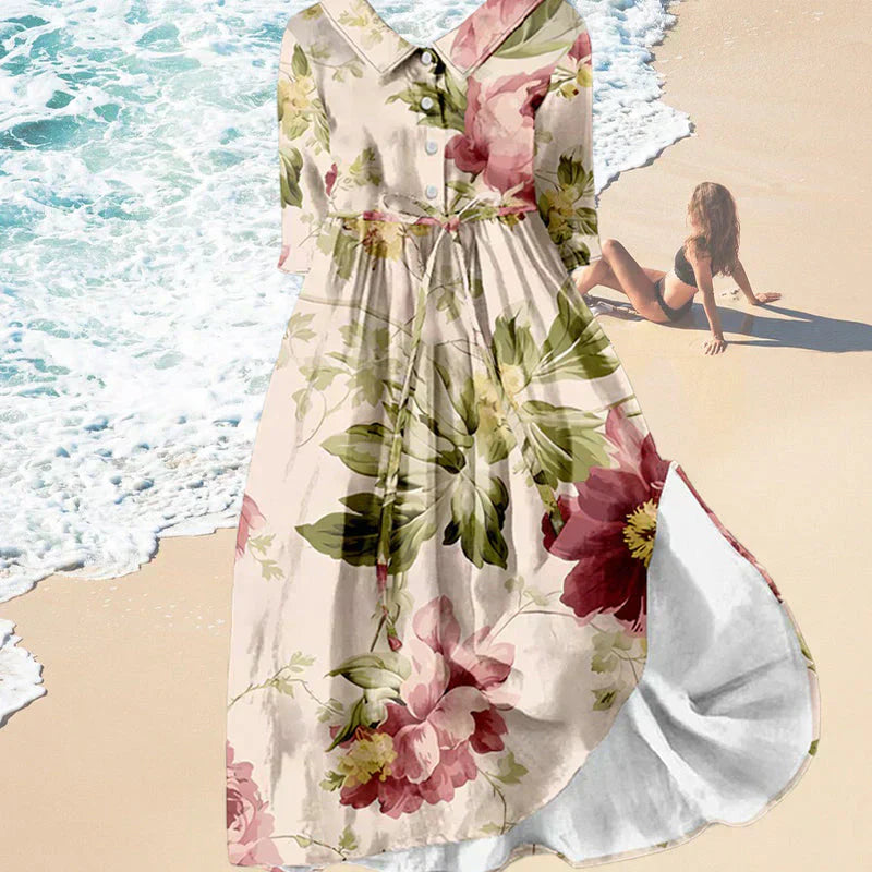 Romilly | Dress with drawstring and floral print