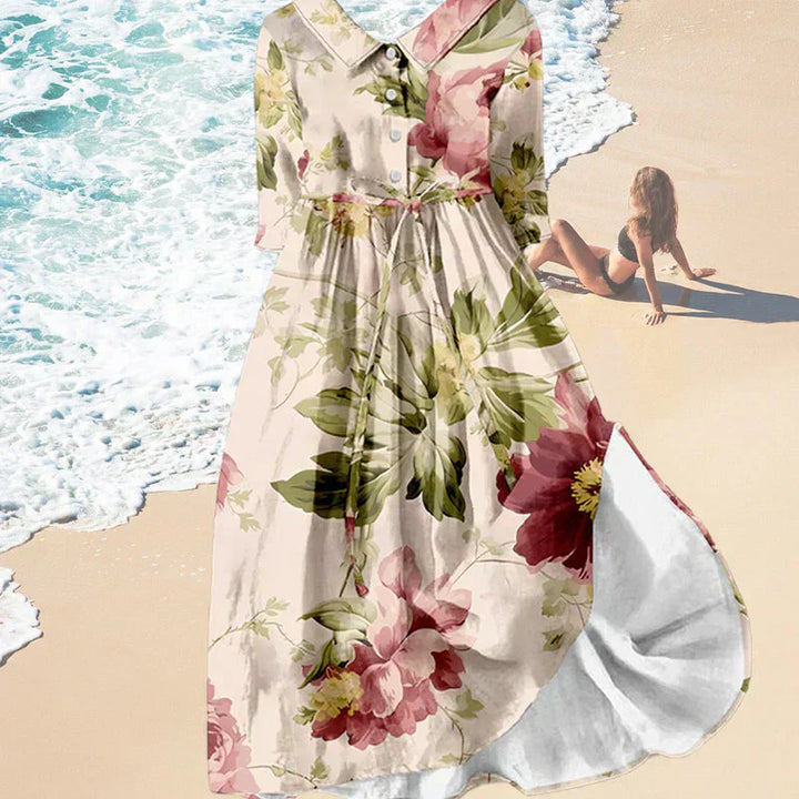 Romilly | Dress with drawstring and floral print