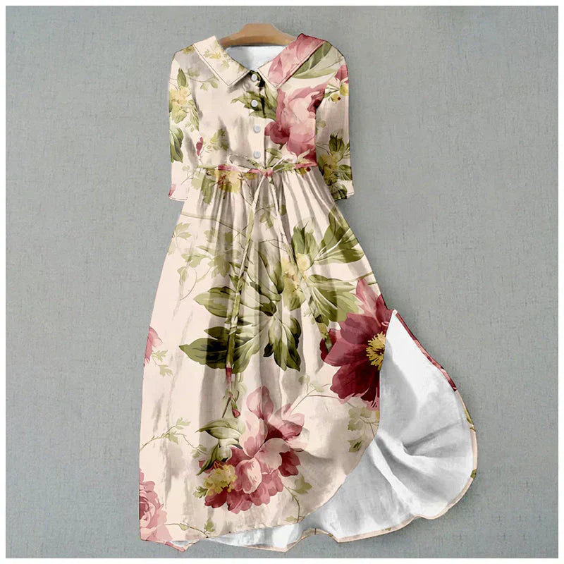 Romilly | Dress with drawstring and floral print