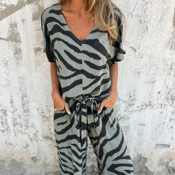 Evelina | Blouse and Zebra Print Pants