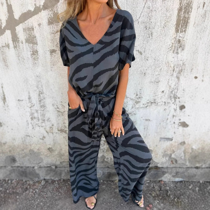 Evelina | Blouse and Pants with Zebra Print