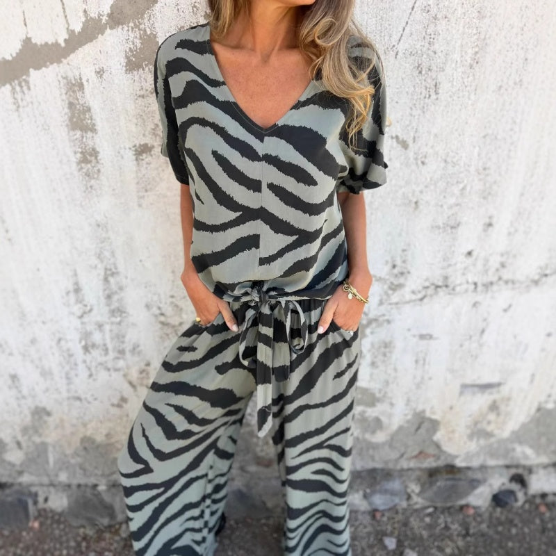 Evelina | Blouse and Zebra Print Pants