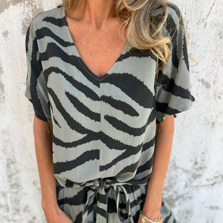 Evelina | Blouse and Zebra Print Pants