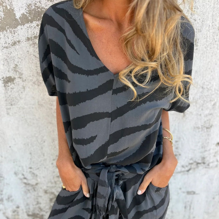 Evelina | Blouse and Pants with Zebra Print