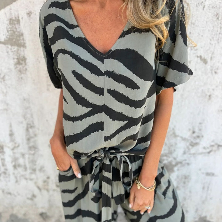 Evelina | Blouse and Zebra Print Pants