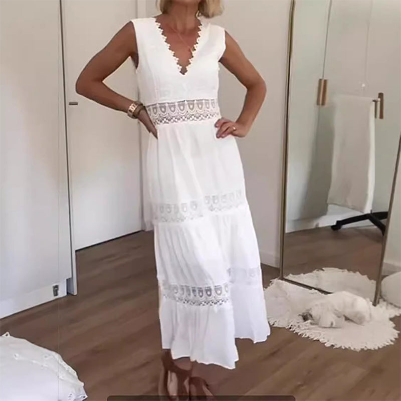 Nancy – Maxi Dress with Lace Back and V-Neck