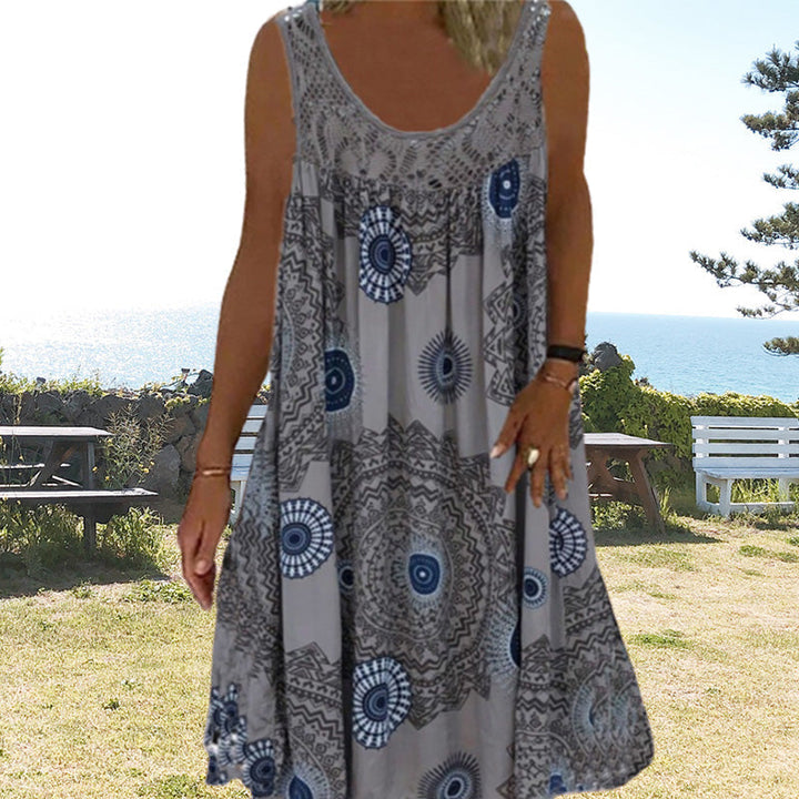 MARISSA – MIDI DRESS WITHOUT SLEEVES WITH COASTAL BREEZE