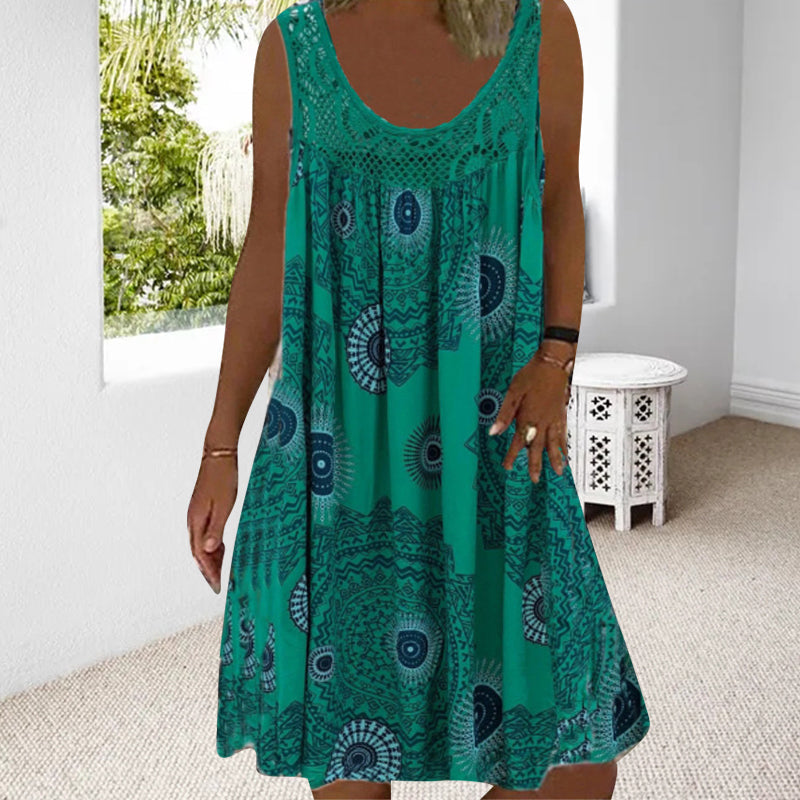 MARISSA – MIDI DRESS WITHOUT SLEEVES WITH COASTAL BREEZE
