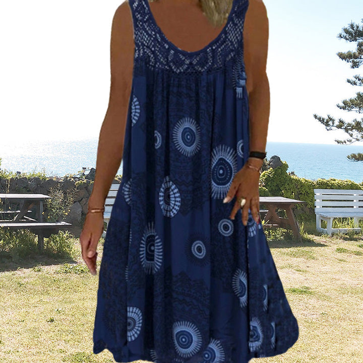 MARISSA – MIDI DRESS WITHOUT SLEEVES WITH COASTAL BREEZE