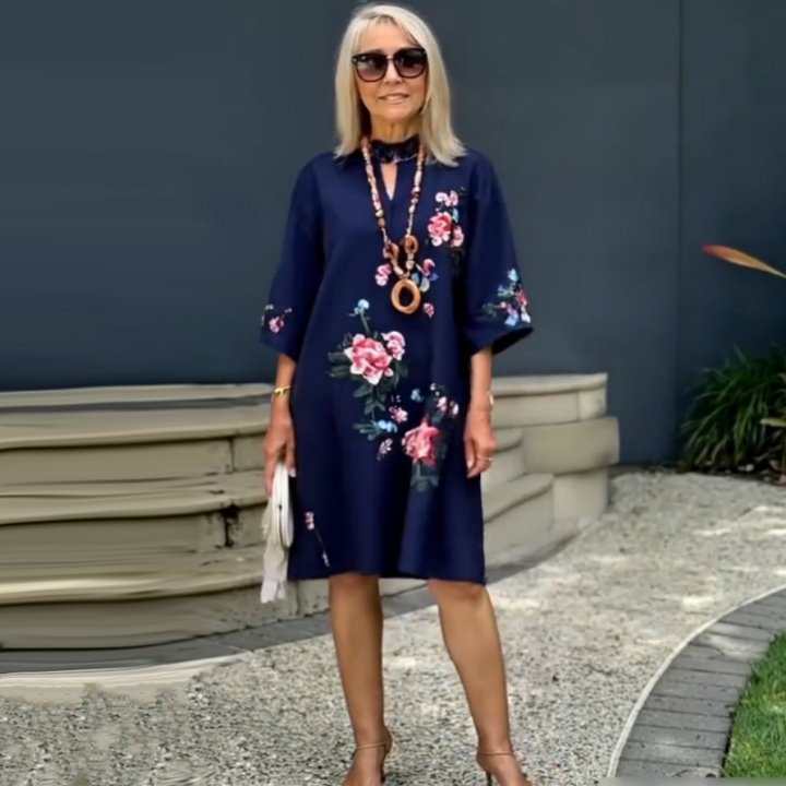 Haven – Floral Embroidered Dress with Relaxed V-Neck