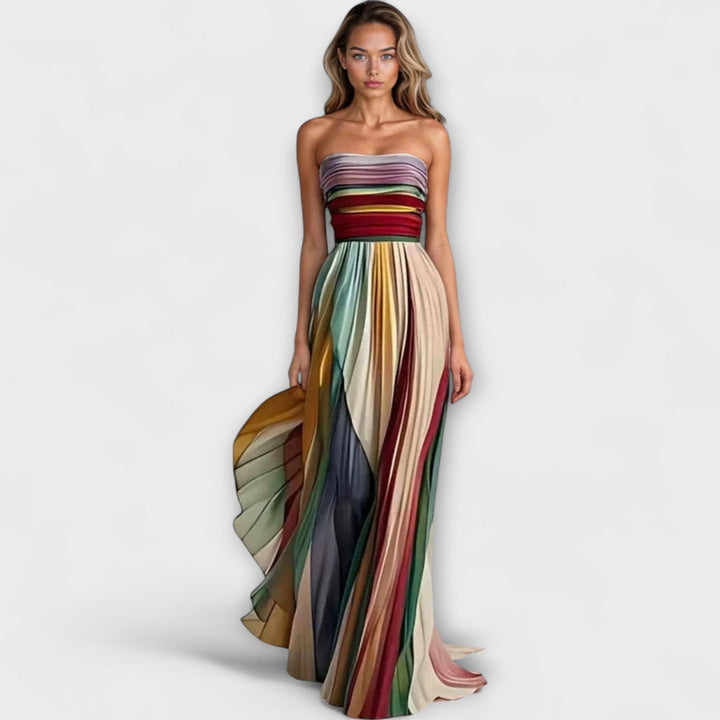 AVERY – PLEATED DRESS IN RAINBOW COLORS