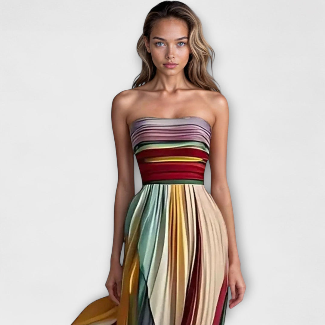 AVERY – PLEATED DRESS IN RAINBOW COLORS