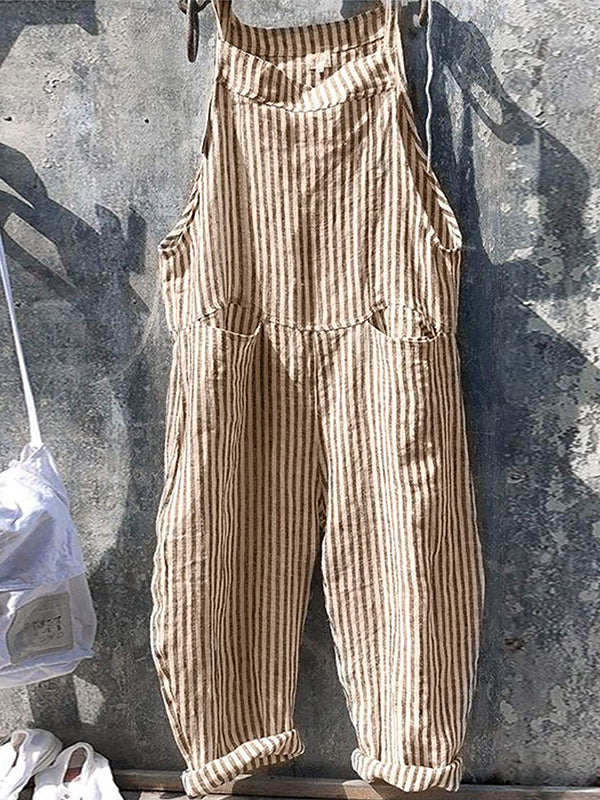 Striped Linen and Cotton Jumpsuit